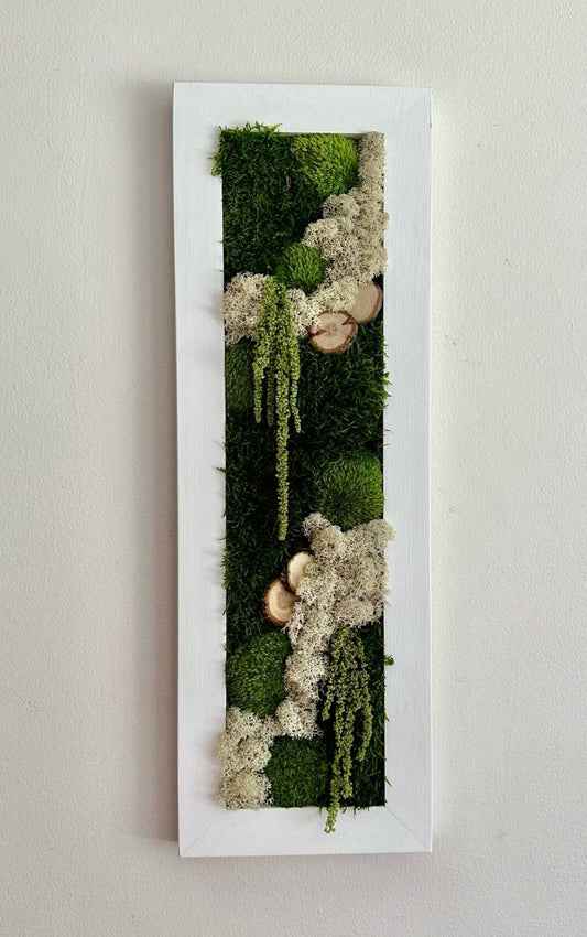 Framed Preserved Moss Wall Art: Reindeer & Pole Moss Decor | USA - TARIFF FREE