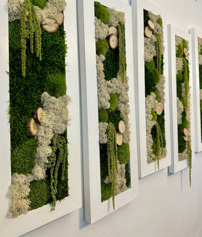 Framed Preserved Moss Wall Art: Reindeer & Pole Moss Decor | USA - TARIFF FREE