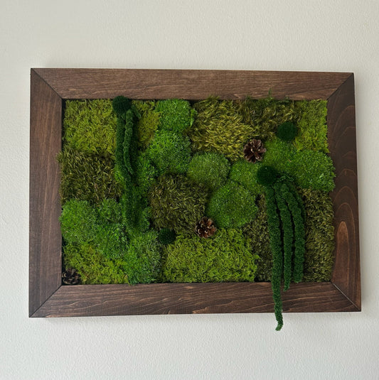 Moss Wall Art | Preserved Moss Framed | Moss Wall Decor | Moss Wall Art | Set of 1 - 4 | Rectangle Wood Frame | Medium Green, Mint and White