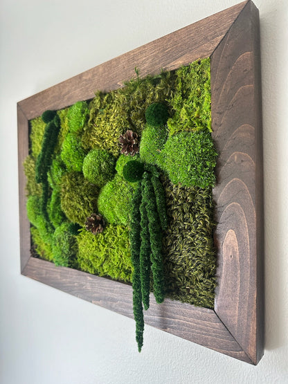 Preserved Moss Wall Art: Rectangle Wood Frame, Natural Home Decor | USA - TARIFF FREE