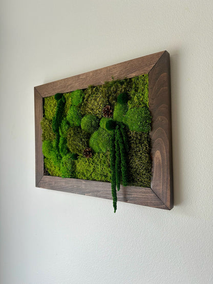 Moss Wall Art | Preserved Moss Framed | Moss Wall Decor | Moss Wall Art | Set of 1 - 4 | Rectangle Wood Frame | Medium Green, Mint and White