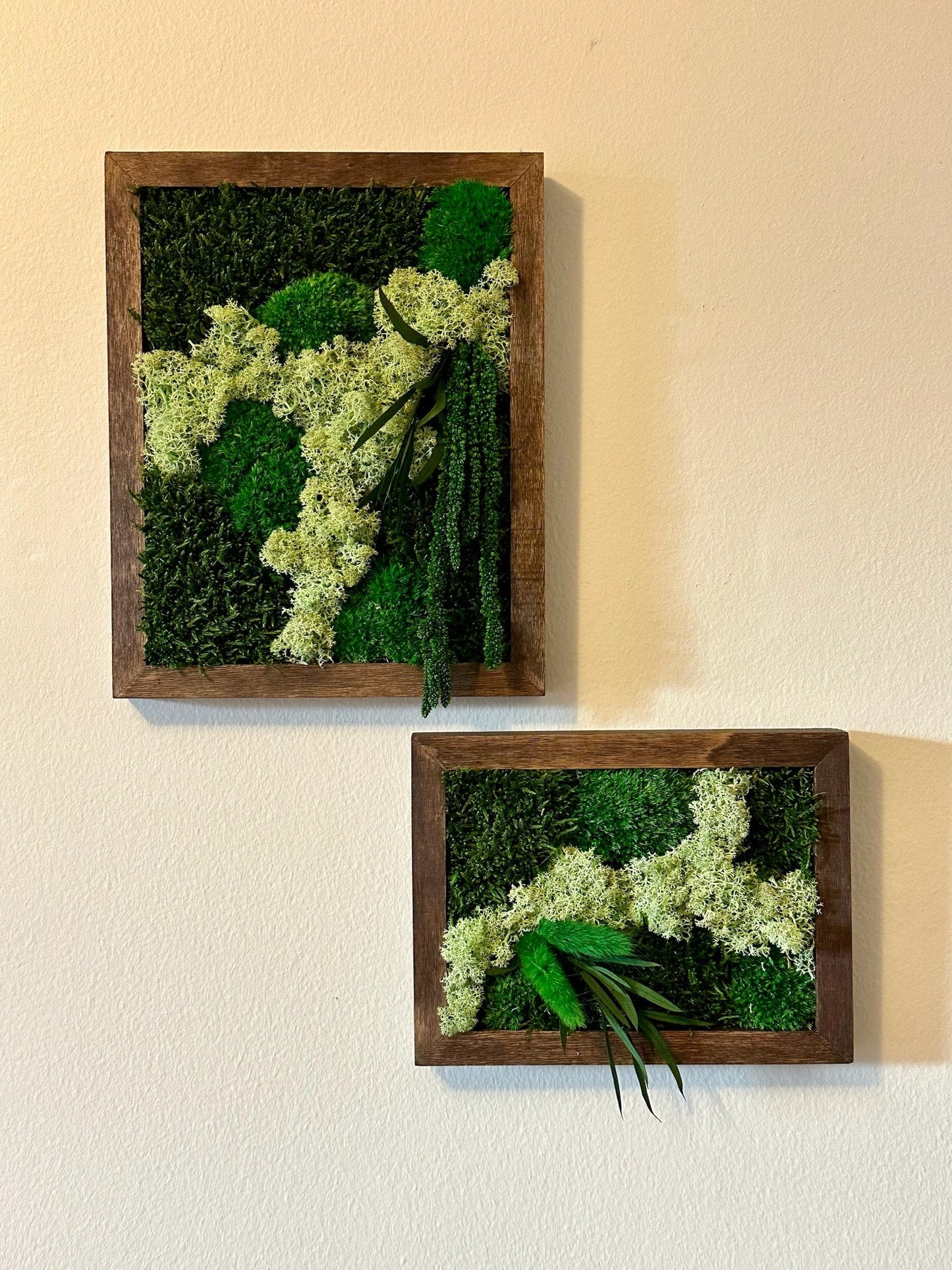 Moss Wall Art Rectangle Frame | Preserved Moss Art Framed | Moss Wall Decor | Single or Set of 2 | Pole, Reindeer & Sheet Moss | Preserved