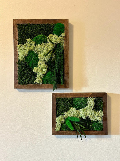 Moss Wall Art Rectangle Frame | Preserved Moss Art Framed | Moss Wall Decor | Single or Set of 2 | Pole, Reindeer & Sheet Moss | Preserved