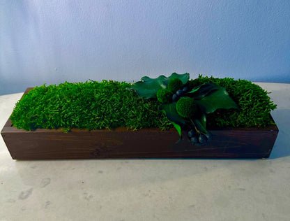 Moss Centerpiece | Sheet Moss | Moss Planter | Preserved Moss Flowers  | Wood Centerpiece | One of a Kind | Gift | Christmas