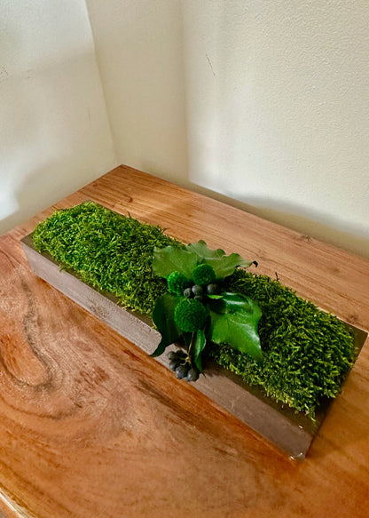 Moss Centerpiece | Sheet Moss | Moss Planter | Preserved Moss Flowers  | Wood Centerpiece | One of a Kind | Gift | Christmas