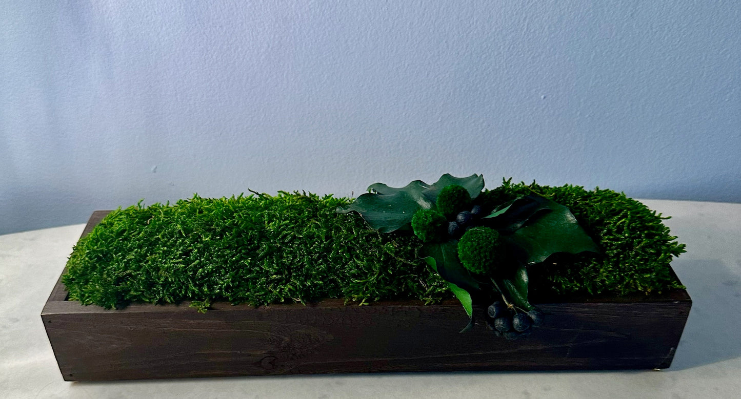 Moss Centerpiece | Sheet Moss | Moss Planter | Preserved Moss Flowers  | Wood Centerpiece | One of a Kind | Gift | Christmas