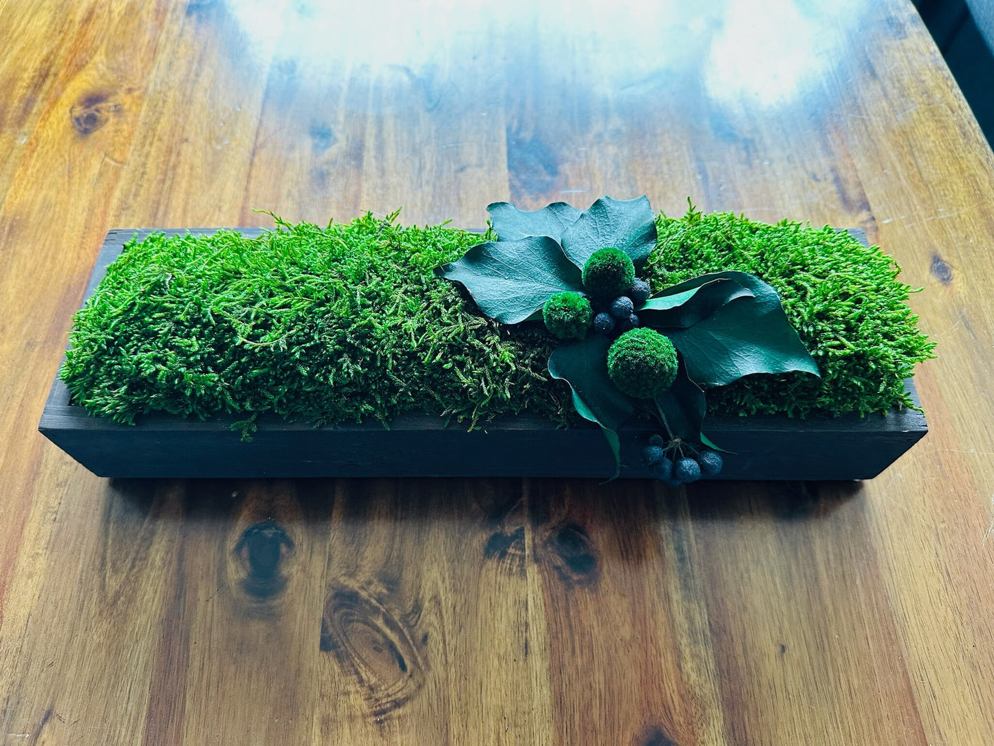 Moss Centerpiece | Sheet Moss | Moss Planter | Preserved Moss Flowers  | Wood Centerpiece | One of a Kind | Gift | Christmas