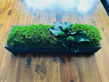Moss Centerpiece | Sheet Moss | Moss Planter | Preserved Moss Flowers  | Wood Centerpiece | One of a Kind | Gift | Christmas