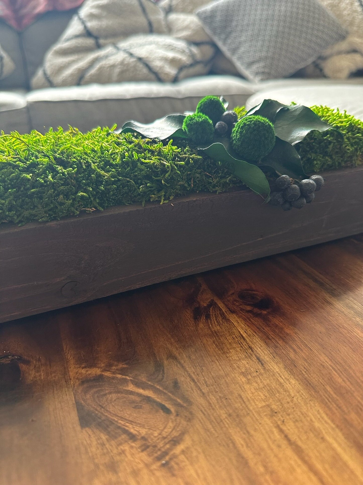 Moss Centerpiece | Sheet Moss | Moss Planter | Preserved Moss Flowers  | Wood Centerpiece | One of a Kind | Gift | Christmas