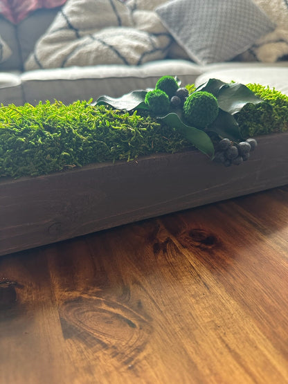 Moss Centerpiece | Sheet Moss | Moss Planter | Preserved Moss Flowers  | Wood Centerpiece | One of a Kind | Gift | Christmas