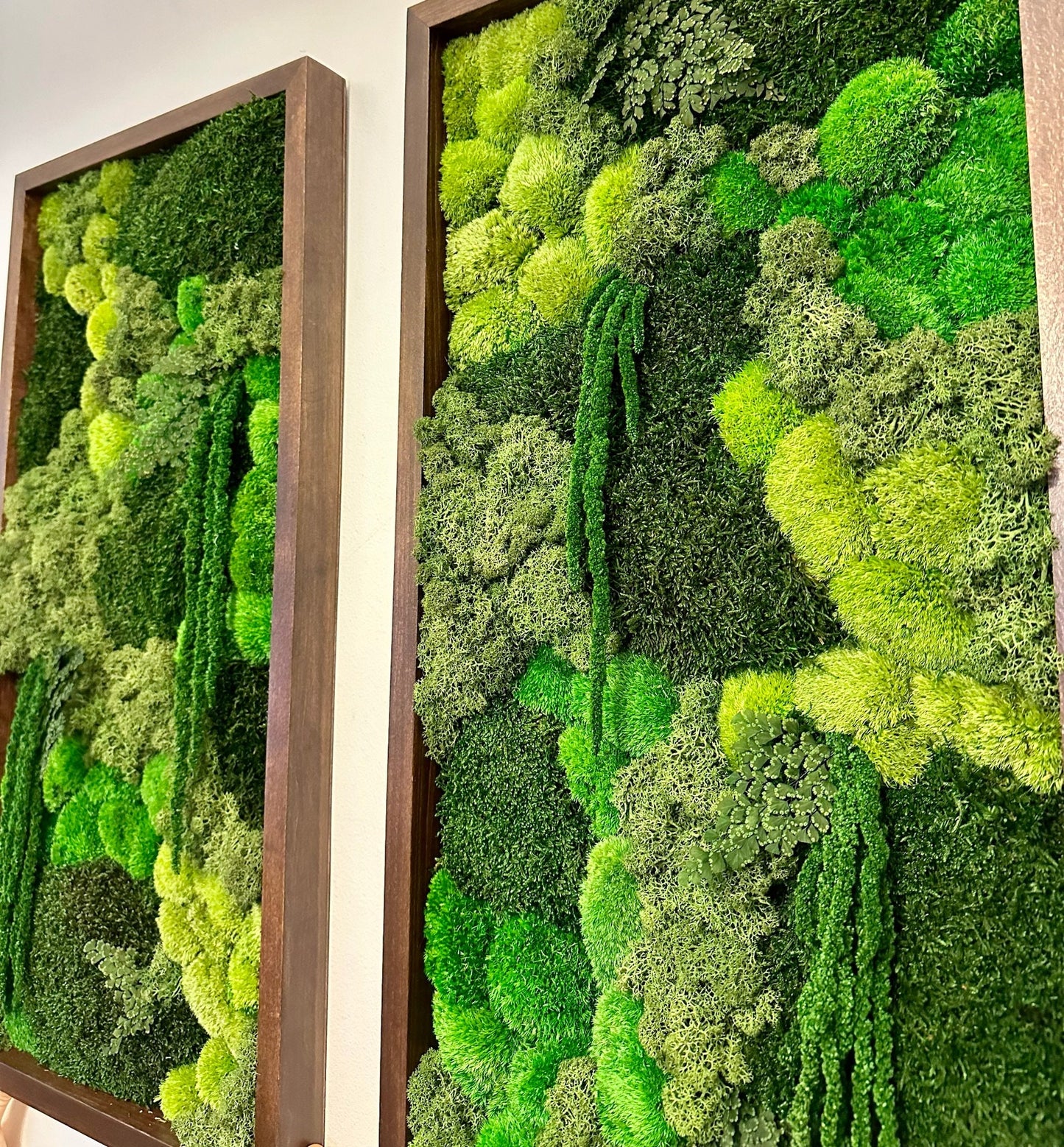 Preserved Reindeer Moss Wall Art: Wood Frame, Greenery Decor (15" x 30")