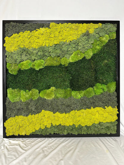 Moss Wall Art | Preserved Moss Art | Moss Wall Decor | Wood Frame Sets | Large Square 20" x 20" | Set of 1 to 8 | Reindeer Sheet Pole Moss