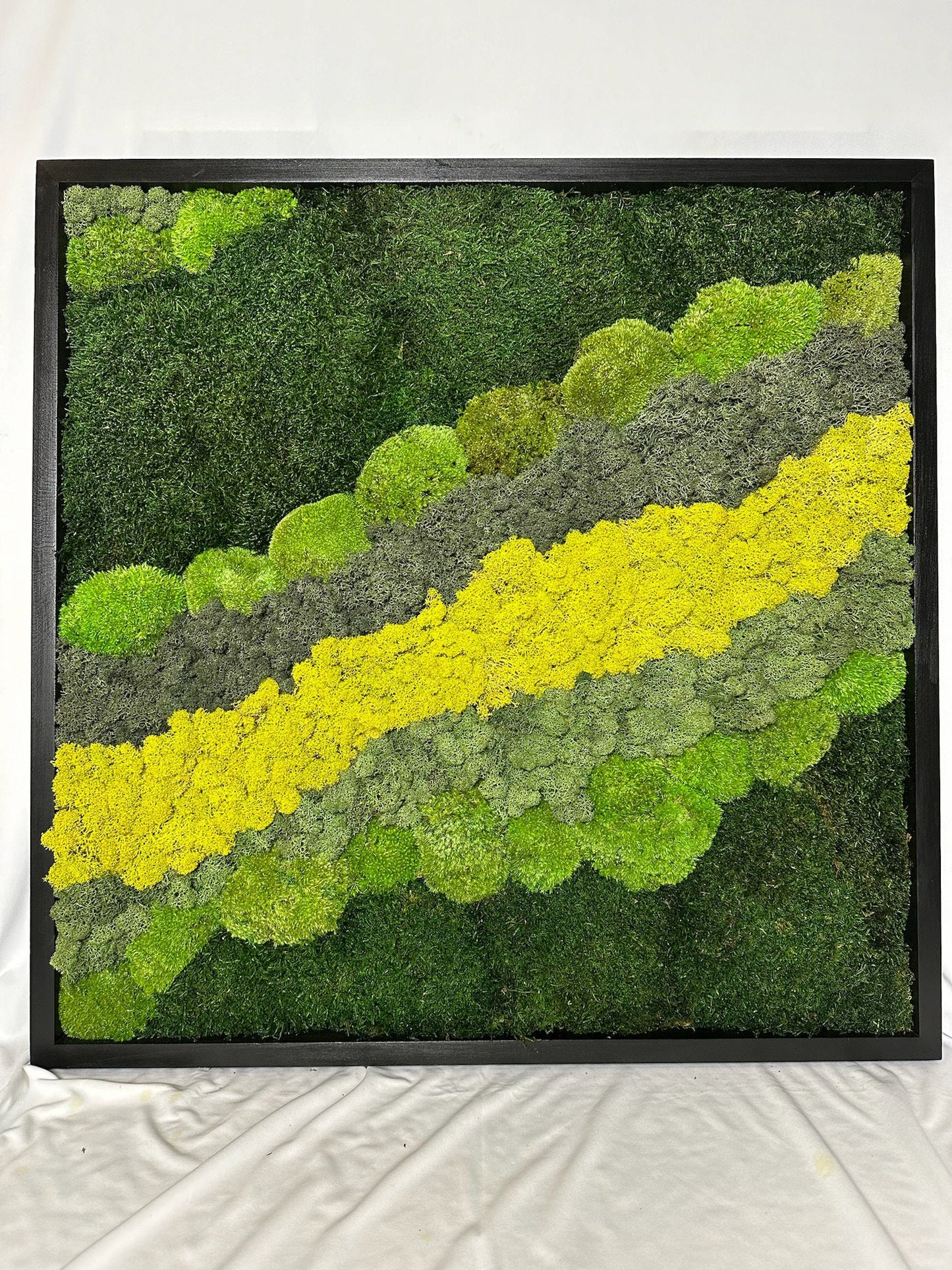 Moss Wall Art | Preserved Moss Art | Moss Wall Decor | Wood Frame Sets | Large Square 20" x 20" | Set of 1 to 8 | Reindeer Sheet Pole Moss