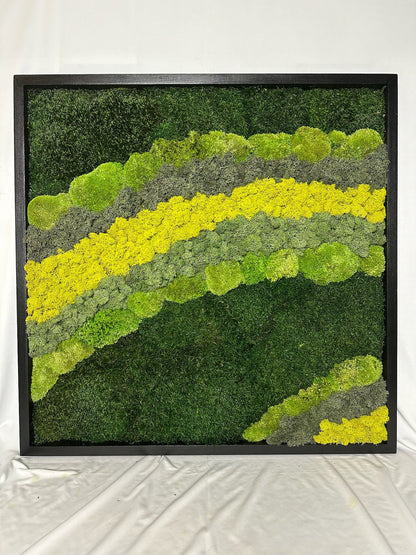 Moss Wall Art | Preserved Moss Art | Moss Wall Decor | Wood Frame Sets | Large Square 20" x 20" | Set of 1 to 8 | Reindeer Sheet Pole Moss