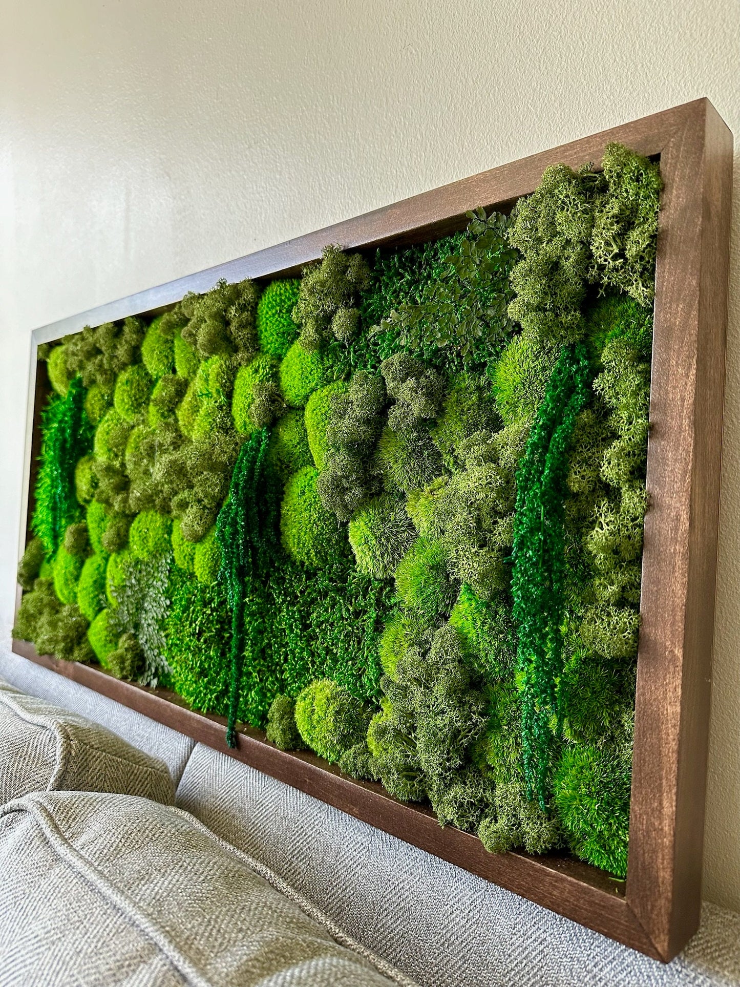 Preserved Moss Wall Art: Reindeer & Sheet Moss, Wood Frame | USA - TARIFF FREE