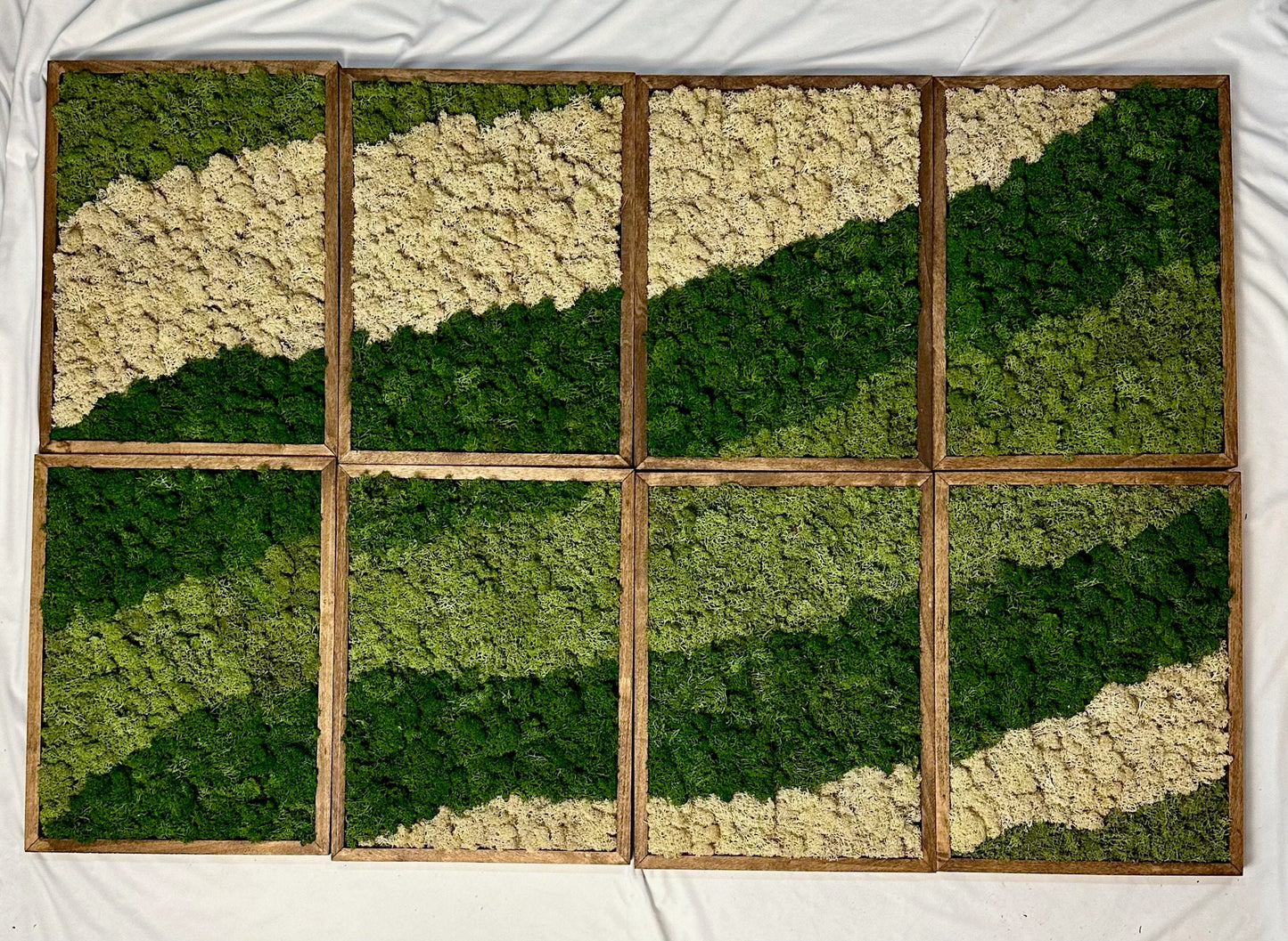 Moss Wall Art | Reindeer Moss Wall Decor | Moss Wall Art | Set of 1 - 8 | Rectangle Wood Frame | Canopy Green, Medium Green and Natural