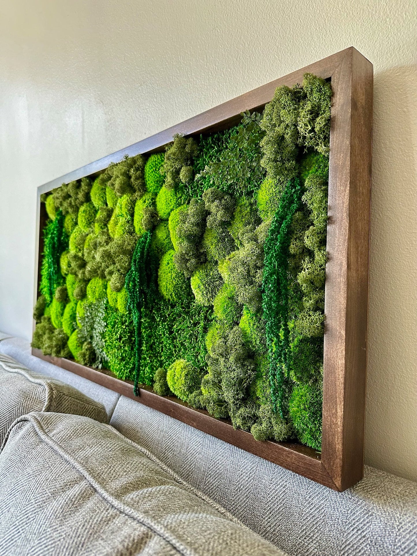 Preserved Moss Wall Art: Reindeer & Sheet Moss, Wood Frame | USA - TARIFF FREE