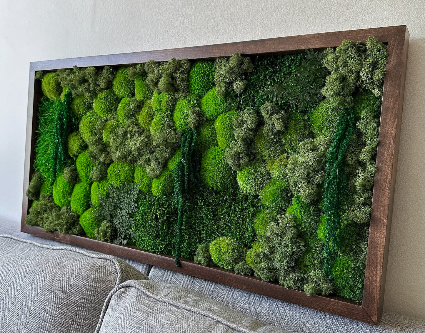 Preserved Moss Wall Art: Reindeer & Sheet Moss, Wood Frame | USA - TARIFF FREE