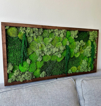 Preserved Moss Wall Art: Reindeer & Sheet Moss, Wood Frame | USA - TARIFF FREE