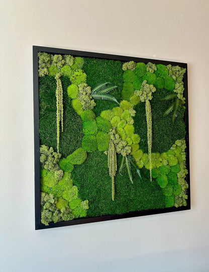 Moss Wall Art | Preserved Moss Art | Moss Wall Decor | Wood Frame Sets | Large Square Single - Four Set | 30 “ by 30”