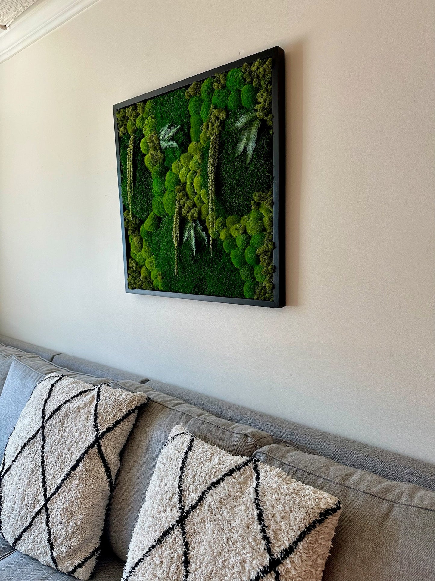 Preserved Reindeer Moss Wall Art, Square Wood Frame (30" x30") | USA - TARIFF FREE