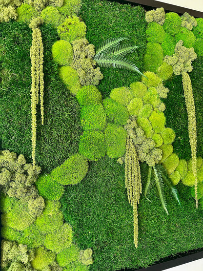Preserved Reindeer Moss Wall Art, Square Wood Frame (30" x30") | USA - TARIFF FREE