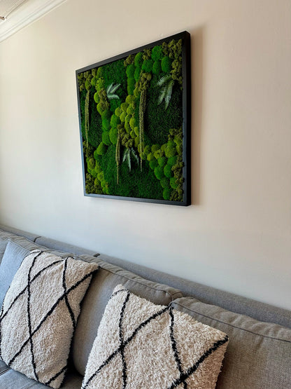 Preserved Moss Wall Art: 30" Square Wood Frame Decor | USA - TARIFF FREE