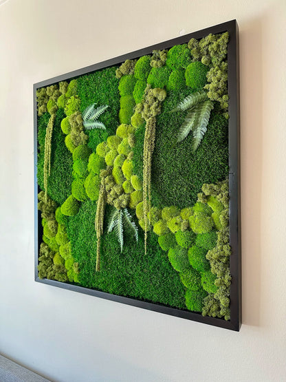 Moss Wall Art | Preserved Moss Art | Moss Wall Decor | Wood Frame Sets | Large Square Single - Four Set | 30 “ by 30”