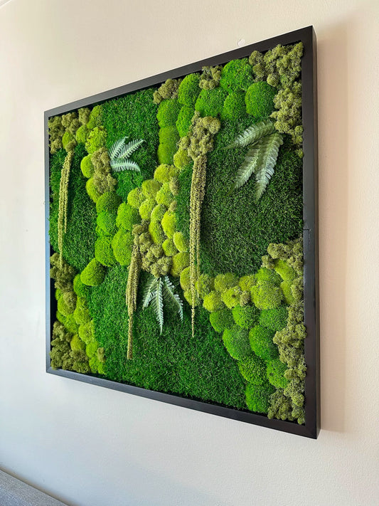 Moss Wall Art | Preserved Moss Art | Moss Wall Decor | Wood Frame Sets | Large Square Single - Four Set | 30 “ by 30”