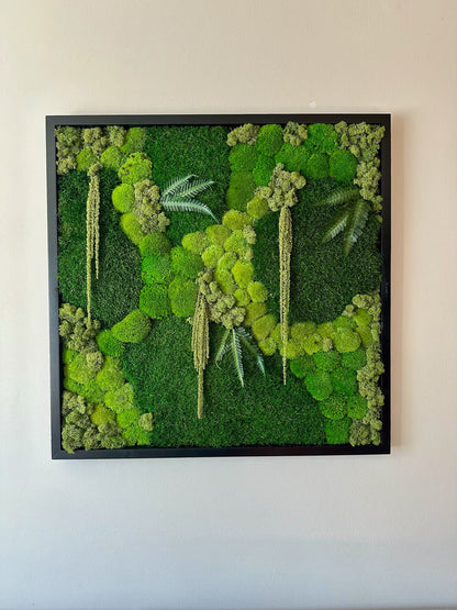 Preserved Moss Wall Art: 30" Square Wood Frame Decor | USA - TARIFF FREE