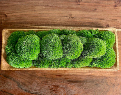 Preserved Moss Centerpiece: Olive Wood Nature Bowl, Pole & Reindeer Moss | USA - TARIFF FREE