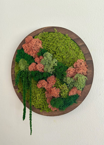 Preserved Moss Wall Art: Reindeer & Sheet Moss Circle Frame (10") | USA - TARIFF FREE