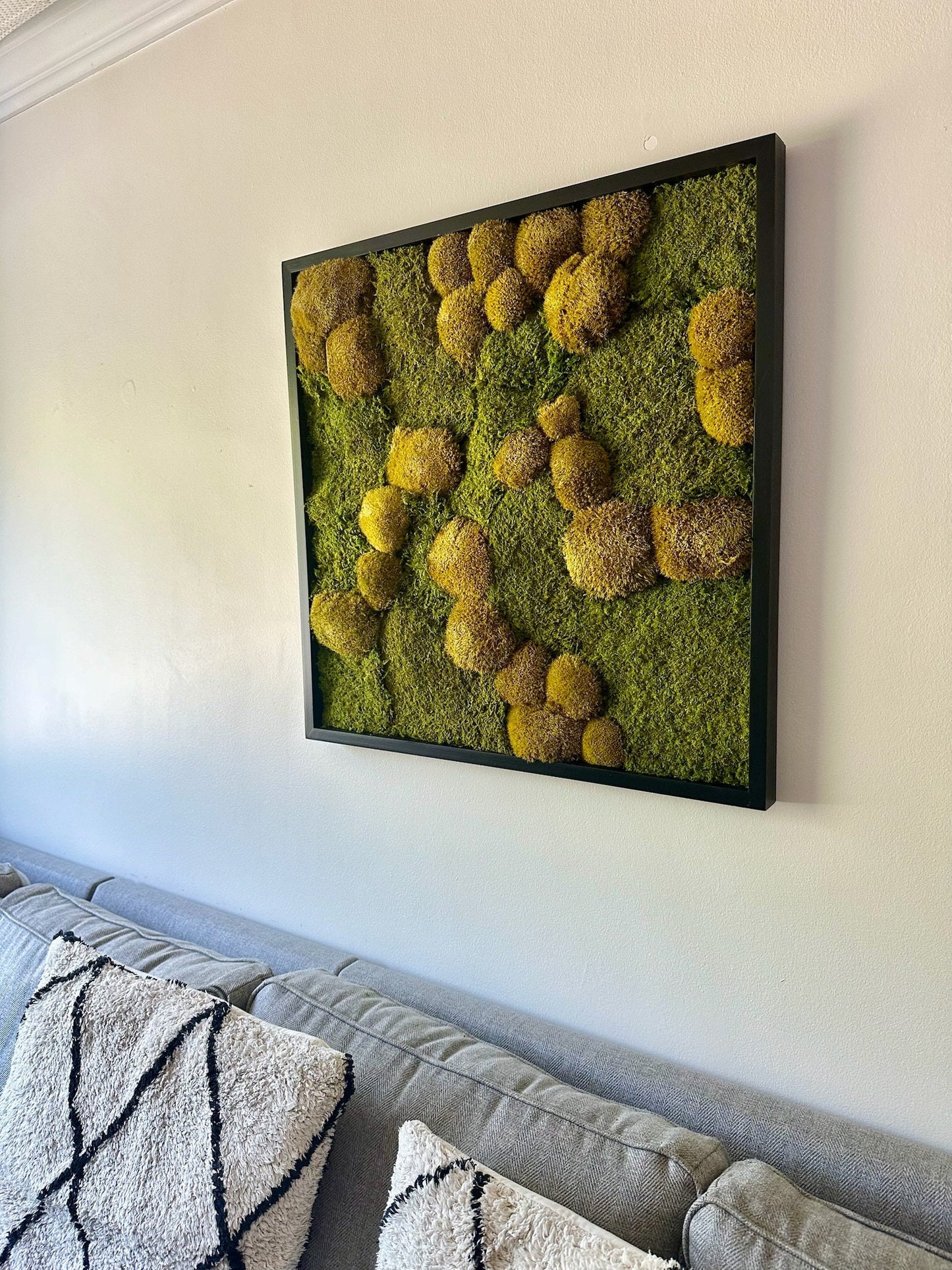 Moss Wall Art | Preserved Moss Art | Moss Wall Decor | Wood Frame Sets | 30 X 30" Square | Sheet Moss, Pole Moss can add Amaranthus and Fern
