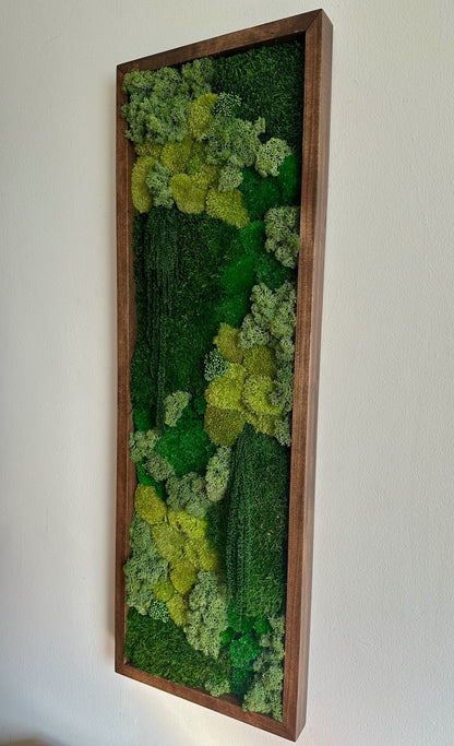 Moss Wall Art | Preserved Moss Art | Moss Wall Decor | Moss Wall Sets | Large Rectangle Single - Six Set | Green Reindeer Sheet + Pole Moss