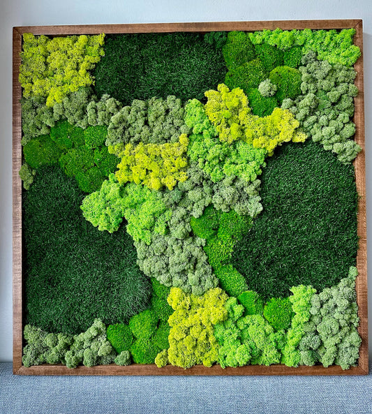 Moss Wall Art | Preserved Moss | Wall Decor | Wood Frames | 30" X 30" or 15" x 30", 1 to Set of 4 | Green Reindeer Moss, Sheet, Pole Moss