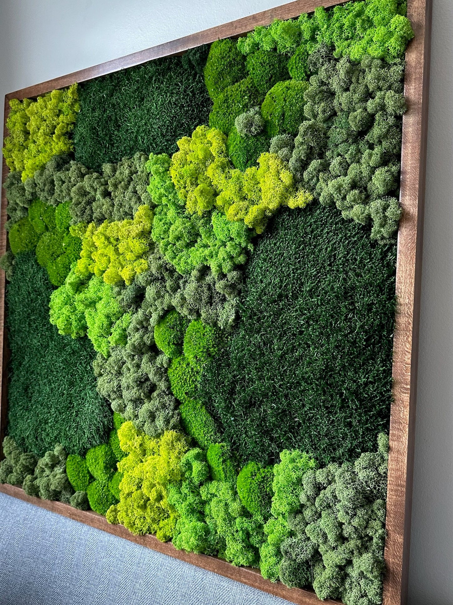Moss Wall Art | Preserved Moss | Wall Decor | Wood Frames | 30" X 30" or 15" x 30", 1 to Set of 4 | Green Reindeer Moss, Sheet, Pole Moss