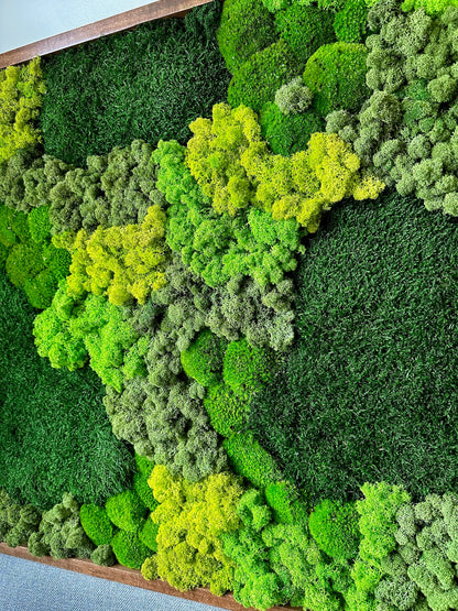 Moss Wall Art | Preserved Moss | Wall Decor | Wood Frames | 30" X 30" or 15" x 30", 1 to Set of 4 | Green Reindeer Moss, Sheet, Pole Moss