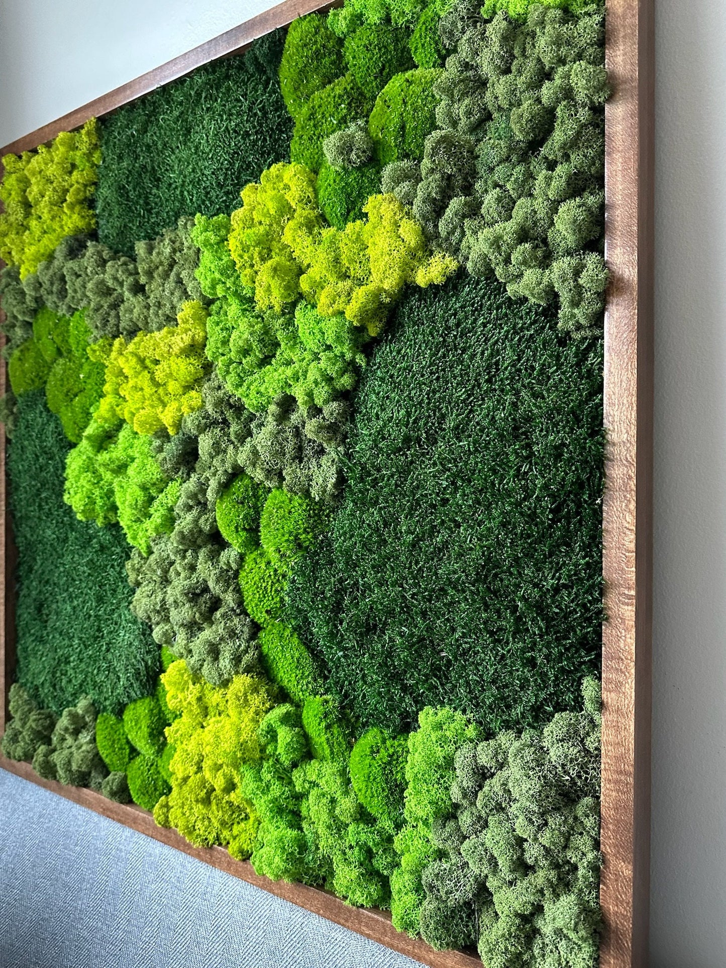 Moss Wall Art | Preserved Moss | Wall Decor | Wood Frames | 30" X 30" or 15" x 30", 1 to Set of 4 | Green Reindeer Moss, Sheet, Pole Moss
