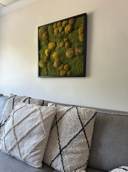 Moss Wall Art | Preserved Moss Art | Moss Wall Decor | Wood Frame Sets | 30 X 30" Square | Sheet Moss, Pole Moss can add Amaranthus and Fern