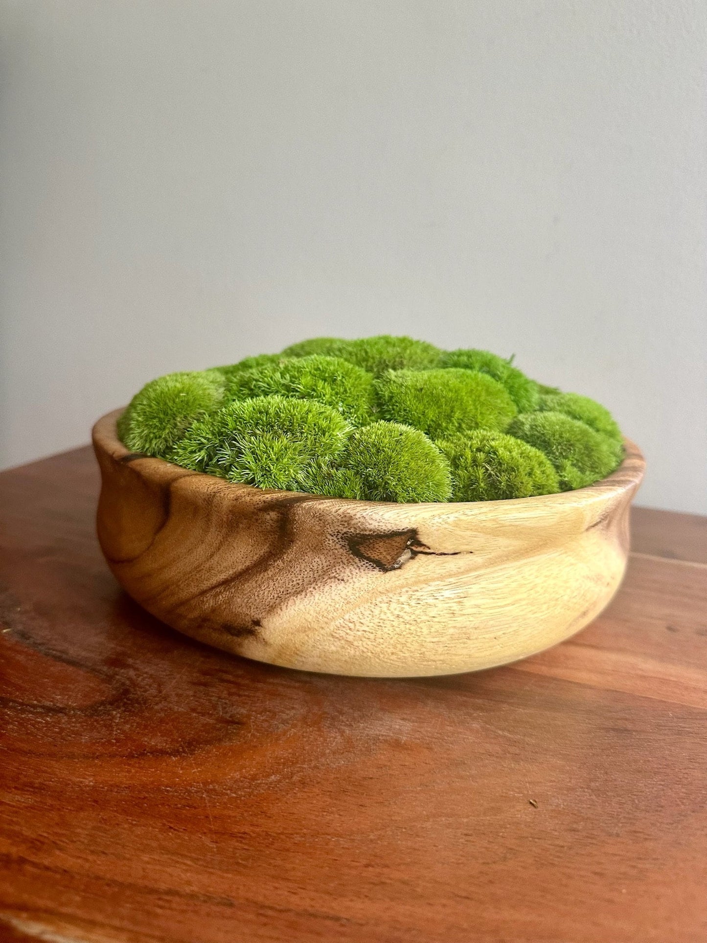 Preserved Pole Moss Bowl | Wood Centerpiece, Natural Decor