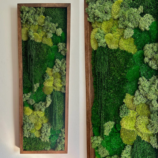 Moss Wall Art | Preserved Moss Art | Moss Wall Decor | Moss Wall Sets | Large Rectangle Single - Six Set | Green Reindeer Sheet + Pole Moss