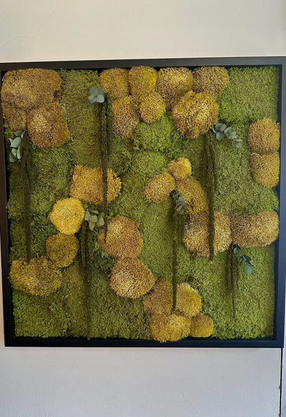 Moss Wall Art | Preserved Moss Art | Moss Wall Decor | Wood Frame Sets | 30 X 30" Square | Sheet Moss, Pole Moss can add Amaranthus and Fern