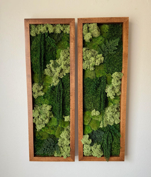 Preserved Moss Wall Art: Reindeer & Sheet Moss, Rectangle Set | USA - TARIFF FREE