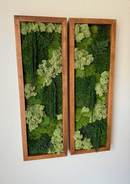 Preserved Moss Wall Art: Reindeer & Sheet Moss, Rectangle Set | USA - TARIFF FREE