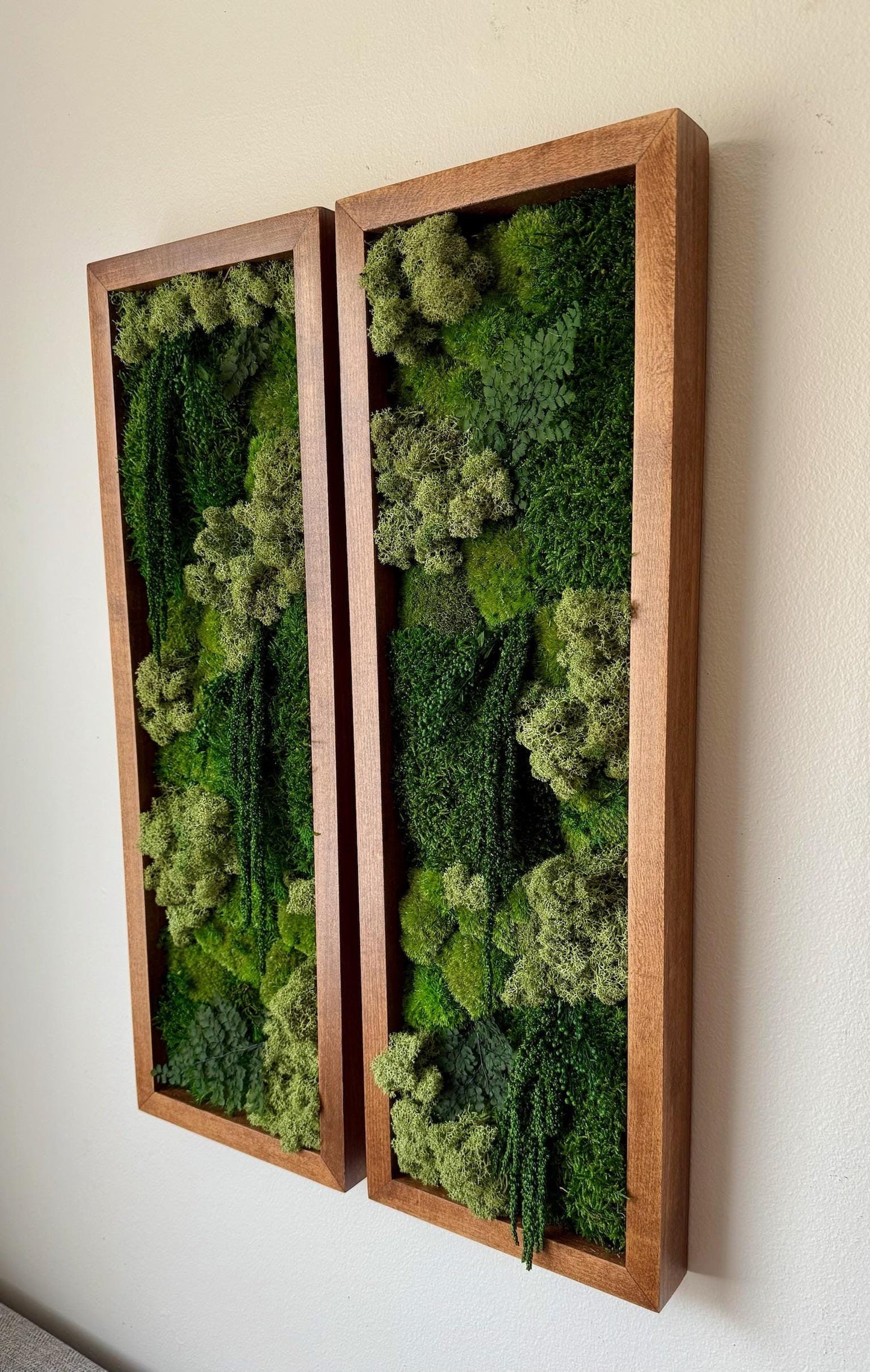 Preserved Moss Wall Art: Reindeer & Sheet Moss, Rectangle Set | USA - TARIFF FREE
