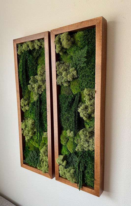 Preserved Moss Wall Art: Reindeer & Sheet Moss, Rectangle Set | USA - TARIFF FREE