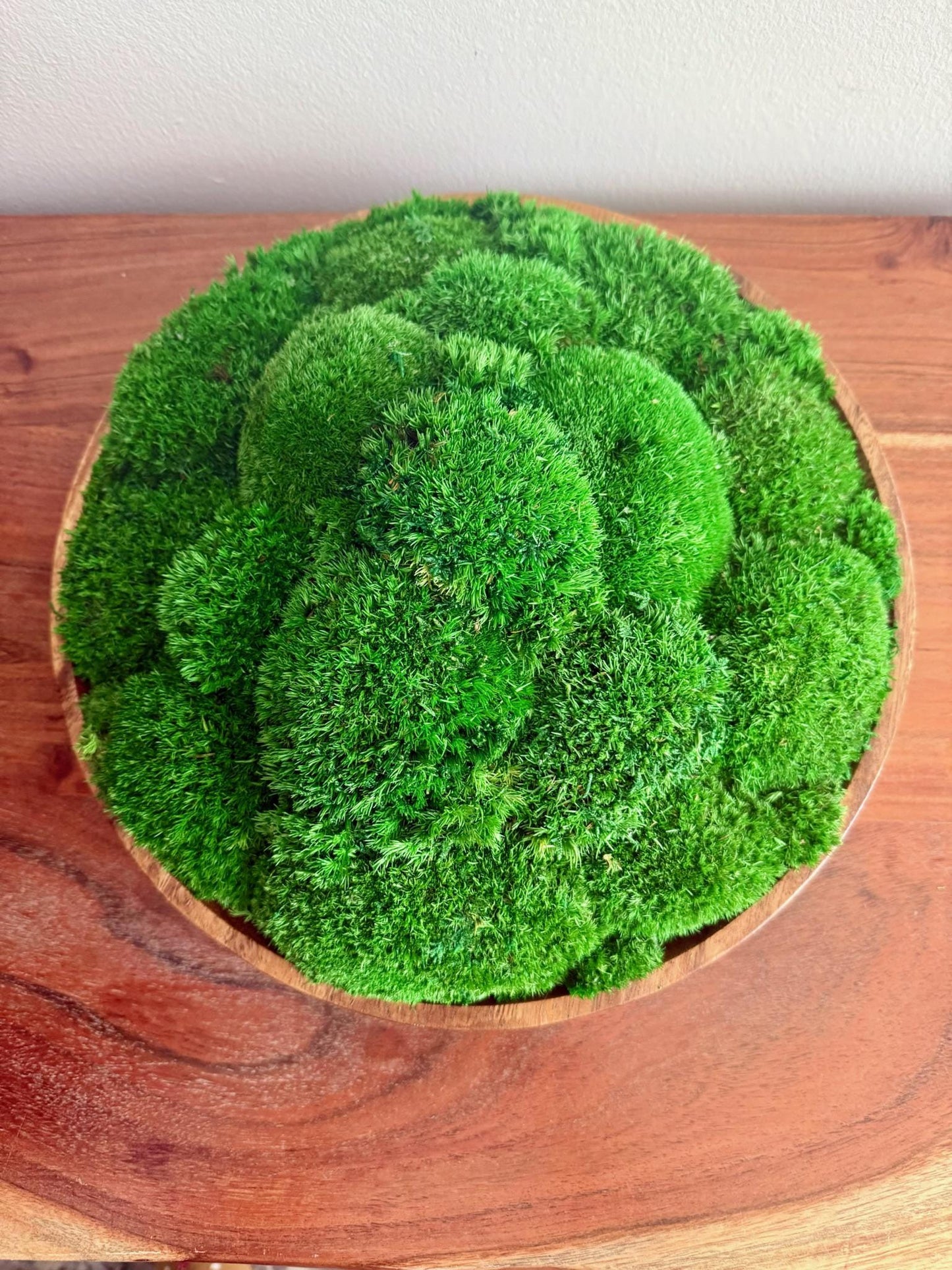 Preserved Moss Centerpiece: Wood Bowl with Reindeer Moss | USA - TARIFF FREE