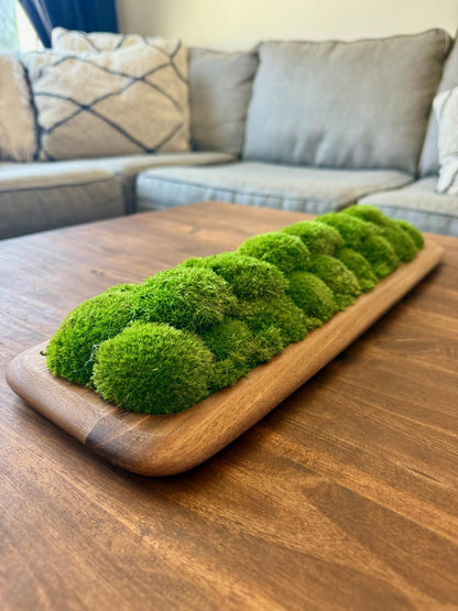 Preserved Pole Moss Centerpiece: Wood Nature Bowl, Wedding Decor | USA - TARIFF FREE