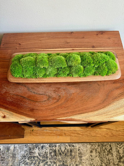Preserved Pole Moss Centerpiece: Wood Nature Bowl, Wedding Decor | USA - TARIFF FREE