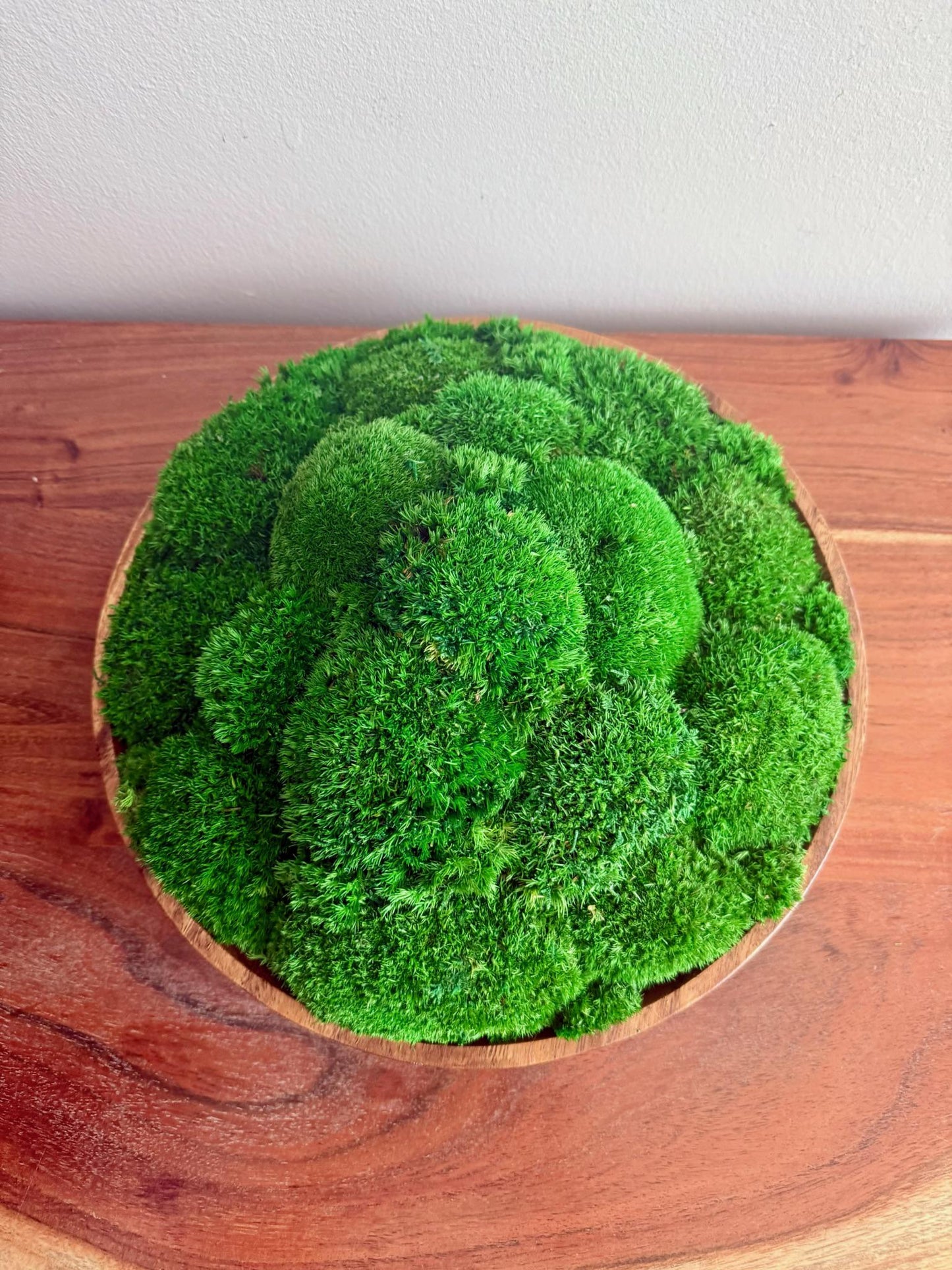 Preserved Moss Centerpiece: Wood Bowl with Reindeer Moss | USA - TARIFF FREE